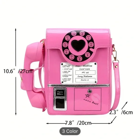 Vegan Leather Phone Novelty Crossbody Messenger Bag Geometric Design Zipper - Picture 4 of 6